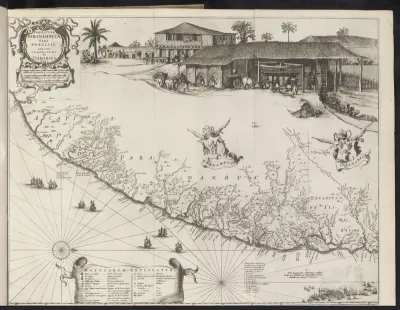 Kaart van de kust van Pernambuco bij het eiland Itamaracá, 1647