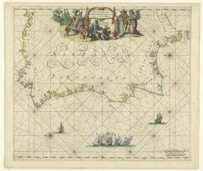 Kaart van de kust van Spanje en Portugal