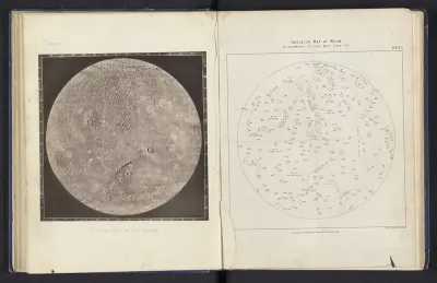 Kaart van de maan met genummerde kraters