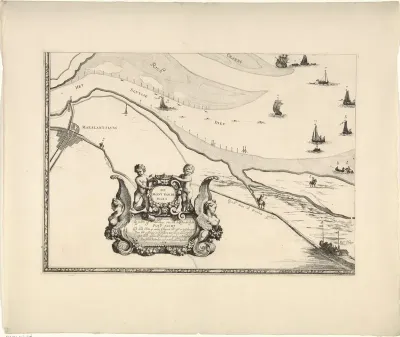 Kaart van de Maasmonding met postroutes (deel linksonder)