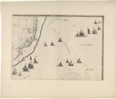 Kaart van de Maasmonding met postroutes (deel rechtsboven)