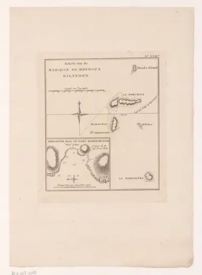 Kaart van de Markiezenarchipel in de Grote Oceaan