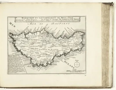Kaart van de markizaat van Belle Ile, 1726