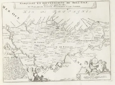 Kaart van de markizaat van Belle Ile, ca. 1693-1695