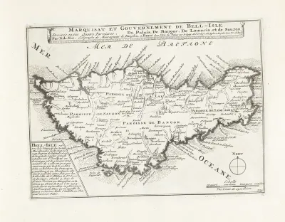 Kaart van de markizaat van Belle Ile, ca. 1702