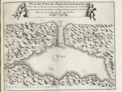 Kaart van de natuurlijke haven van Puerto de Pasajes, ca. 1693-1696