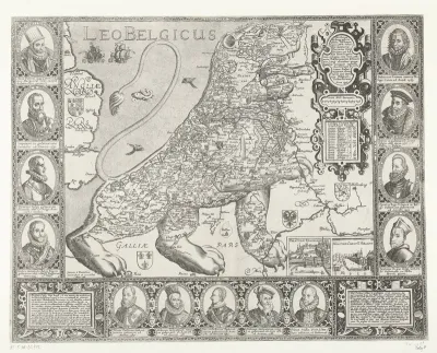 Kaart van de Nederlanden in de vorm van de Hollandse Leeuw, 1598