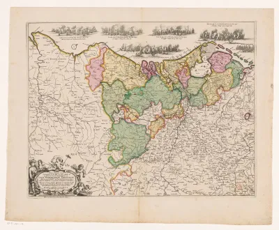 Kaart van de Nederlanden met de oorlogssituatie van 1672-73