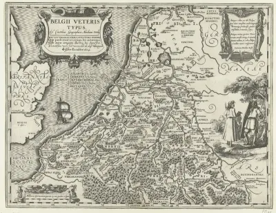 Kaart van de Nederlanden ten tijde van de Bataven