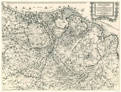 Kaart van de Nederlanden waar de Franse en Munsterse legers door heen zijn getrokken, ca. 1672-1674
