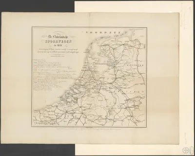 Kaart van de Nederlandse spoorlijnen, 1859