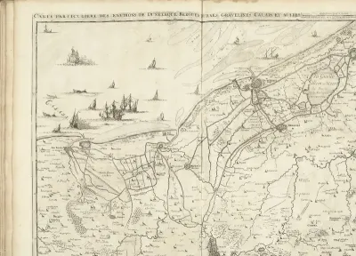 Kaart van de Noord-Franse kust, 1707