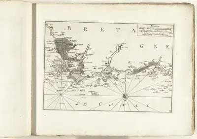Kaart van de noordkust van Bretagne, ca. 1702