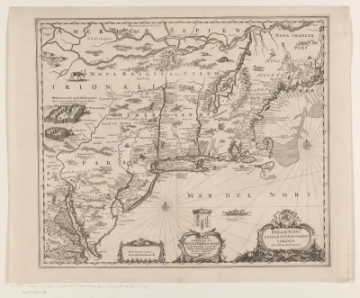 Kaart van de noordoostkust van Amerika