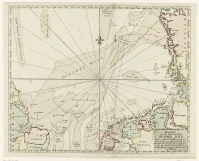 Kaart van de Noordzee met de zeeslag bij Doggersbank, 1781