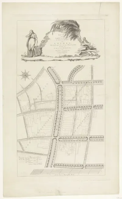 Kaart van de Omgestorte en onherstelbare Gebouwen te Leiden; Bij het springen van een met Buskruid geladen Schip, Op den 12 van Louwmaand 1807