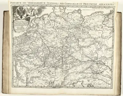 Kaart van de postroutes door het Duitse Rijk, 1711