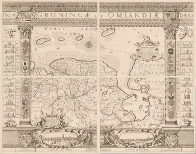 Kaart van de provincie Groningen, bestaande uit vier delen