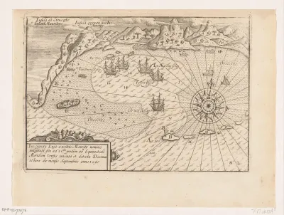 Kaart van de rede van Mauritius, 1598