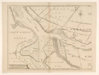 Kaart van de rivier de Lek (eerste deel)