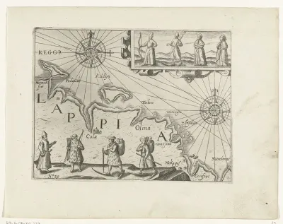 Kaart van de Russische kust met het plaatsje Kola, 1597