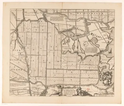 Kaart van de Schermer na voltooiing van de bedijking en verloting van de kavels, 1635