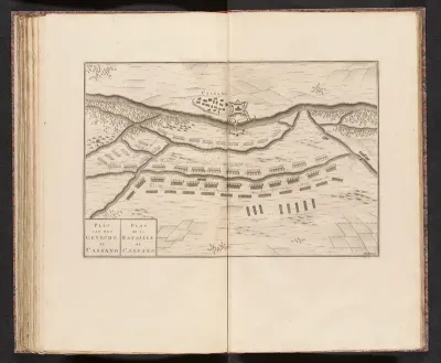 Kaart van de slag bij Cassano, 1705