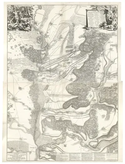Kaart van de Slag bij Höchstädt, 1704