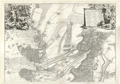 Kaart van de Slag bij Höchstädt (bovenste helft), 1704