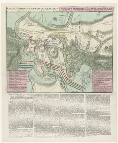 Kaart van de slag bij Malplaquet, 1709