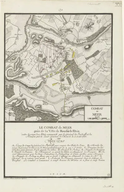 Kaart van de slag bij Meer, 1758