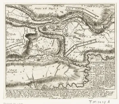 Kaart van de slag bij Oudenaarde, 1708