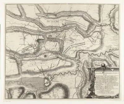 Kaart van de slag bij Oudenaarde, 1708