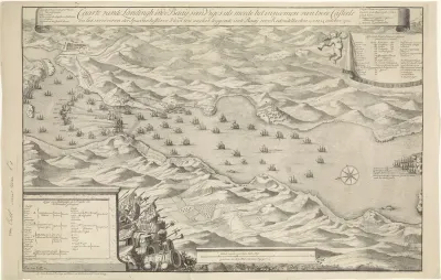 Kaart van de slag bij Vigo, 23 oktober 1702