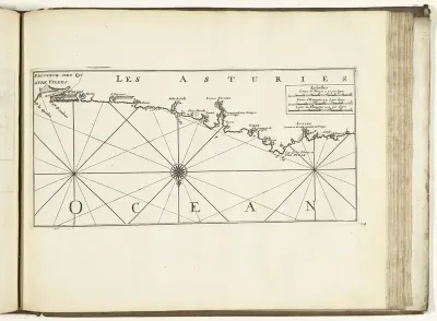 Kaart van de Spaanse noordkust bij Gijón, 1726
