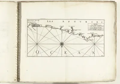 Kaart van de Spaanse noordkust bij Gijón, ca. 1702
