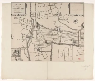 Kaart van de stad Batenburg en omstreken