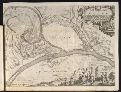 Kaart van de stad Namen met het kasteel, belegerd door het Franse leger, 1692