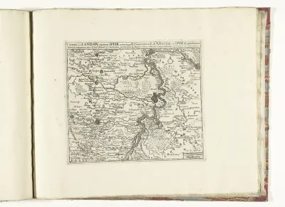 Kaart van de streek tussen Mannheim en Landau, ca. 1701-1713