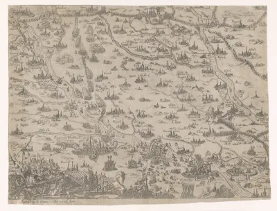 Kaart van de strijd in het hertogdom Gulik, 1614