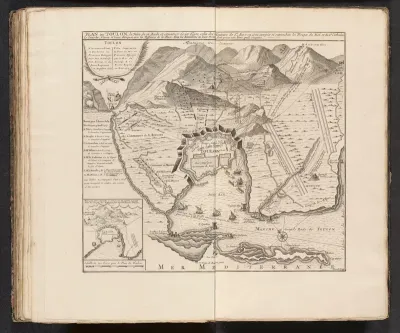Kaart van de strijd rond Toulon, 1707