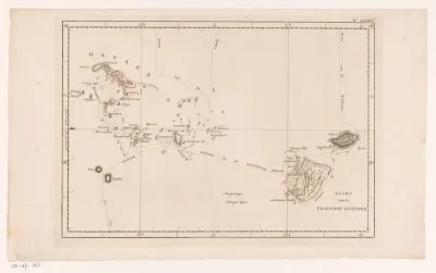 Kaart van de Tonga Archipel in Polynesië