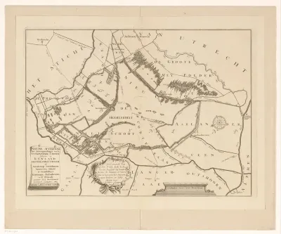 Kaart van de uitgeveende landen rond Nieuwkoop, Zevenhoven, Nieuwveen, Korteraar en Aarlanderveen