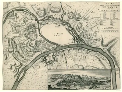 Kaart van de versterkingen van Namen bij het beleg in 1695