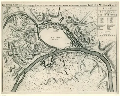 Kaart van de versterkingen van Namen bij het beleg in 1695