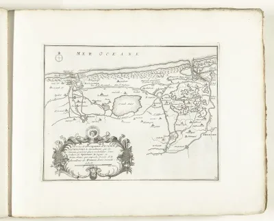 Kaart van de Vlaamse kust tussen Duinkerke en Nieuwpoort, ca. 1702