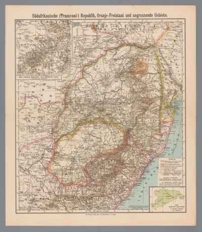 Kaart van de voormalige Zuid-Afrikaansche Republiek