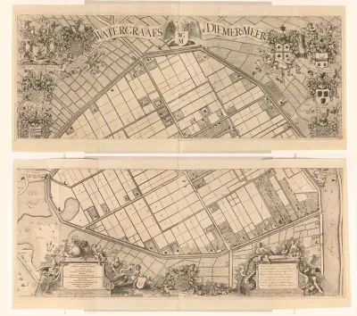 Kaart van de Watergraafsmeer, bestaande uit twee delen