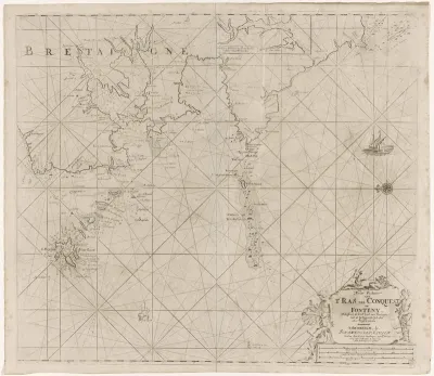 Kaart van de westkust van Bretagne