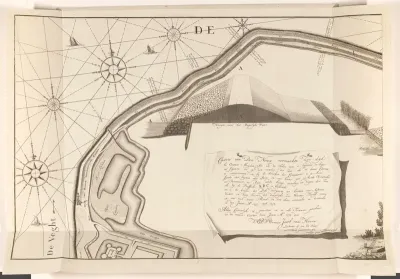 Kaart van de zeedijk ten oosten van Muiden, 1737 (linkerdeel)